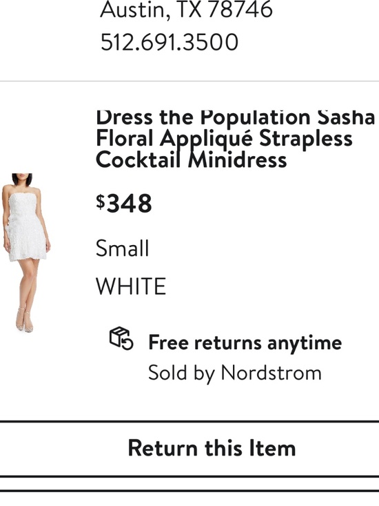 Dress the Population White Sasha Floral Appliqué Strapless Mini Sequin Dress